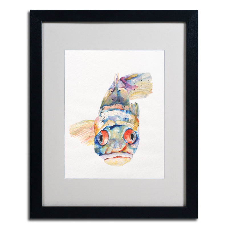 « blue fish » par pat saunders-blanc mat, reproduction d’art encadrée, Noir, H 20 po x l 16 po x P 0,5 po
