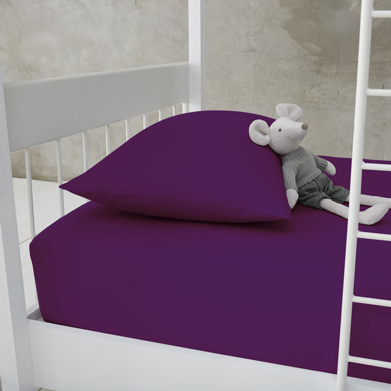 Plain Solid Polycotton Fitted Sheet Deep Comfortable Bedding Sheet, Berry, Single