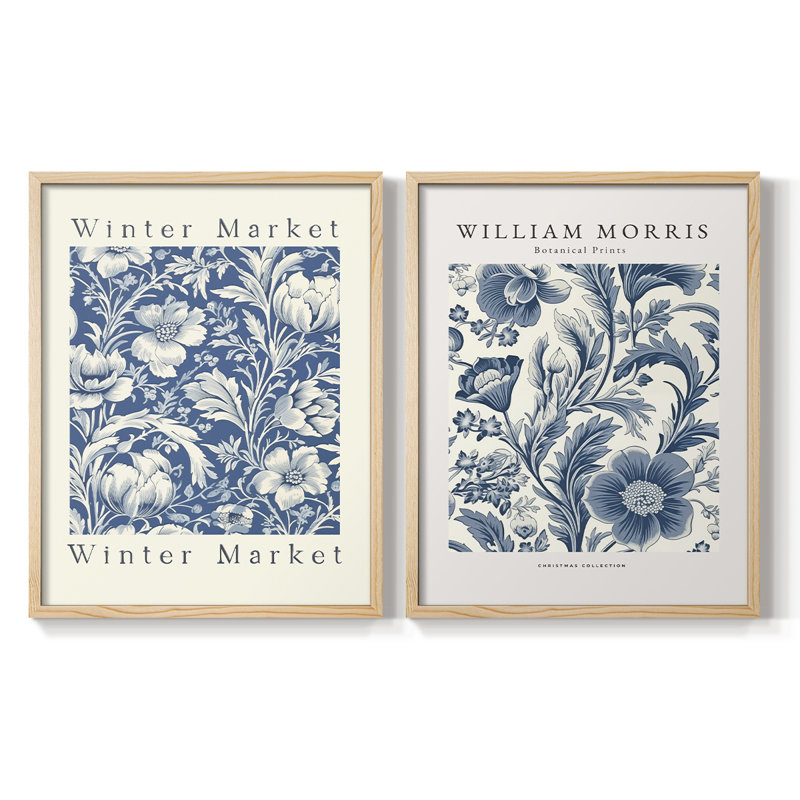 Vintage Floral LVI - Impression Giclée sur cadre - ensemble de 2, Naturel, H 23 po x l 58 po