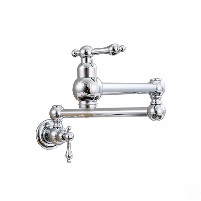 Robinet remplisseur de pot mural avec bras articulés doubles, Chrome chrome