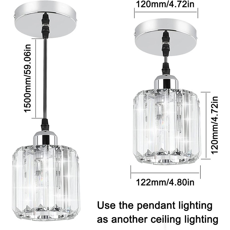 Luminaire suspendu cylindrique 2 lumières Kayle, Chrome