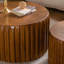 Ensemble de 2 tables basses rondes cannelées - Table gigogne en bois massif et panneau de fibres à densité moyenne (26,77 "/ 19,69"), table basse moderne en bois de style Mid-Century pour le salon / appartement