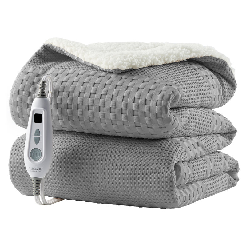 Couverture chauffante électrique Waffle Sherpa, 10 niveaux de chaleur et minuterie de 1 à 12 heures, certifiée ETL avec protection contre la surchauffe, lavable à la machine