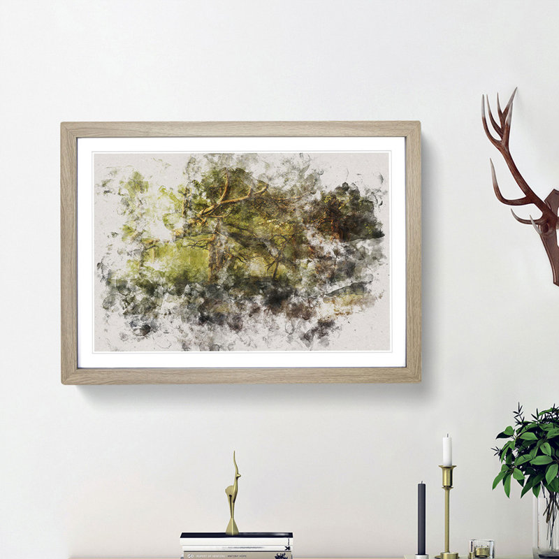 Mystical Forest - Picture Frame Painting Print, 45cm H x 63cm W x 2cm D, Oak Framed