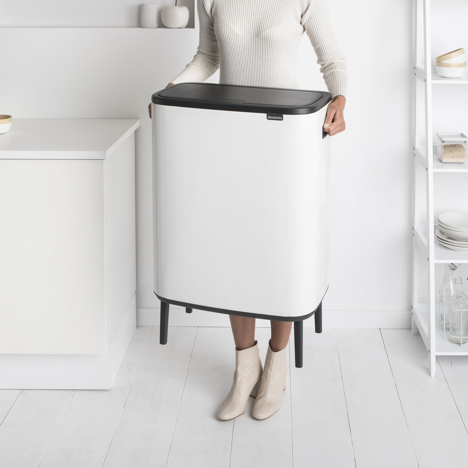 Brabantia Bo Hi Touch Dual Recycling Can, White