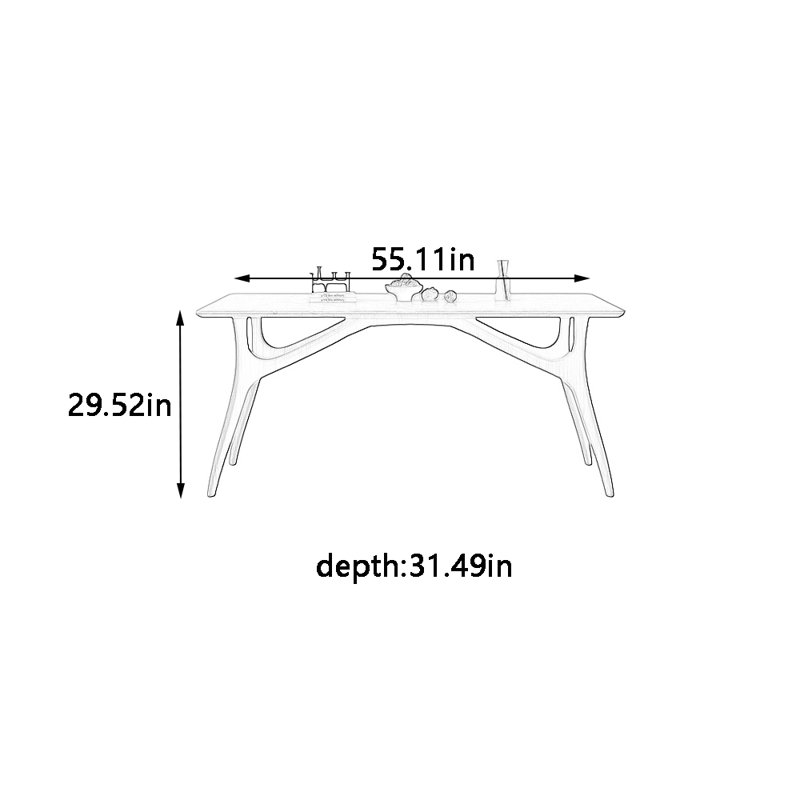 Modern natural rock plate rectangular dining table, 29.52"H x 55.11"L x 31.49"W