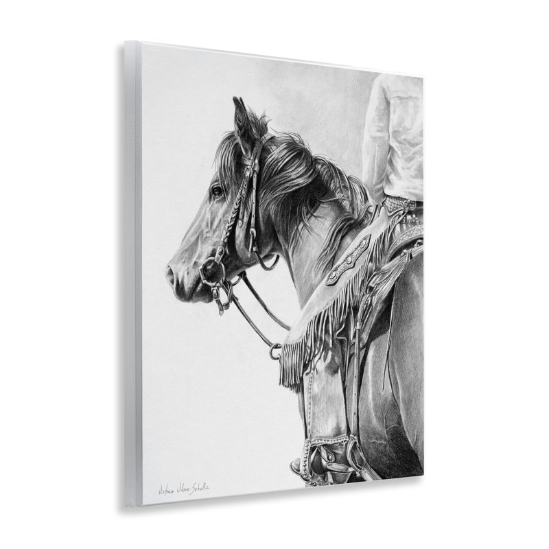 Art mural détaillé détaillé sur étalon et cowboy par Victoria Schultz