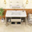 Meuble-lavabo mural simple lavabo de 120 cm avec comptoir en résine de pierre-145848041