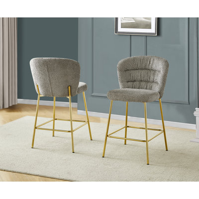 Chaises à hauteur comptoir avec velours texturé et base à carreaux