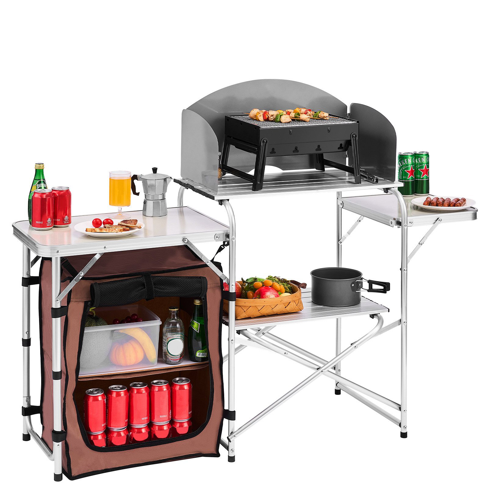 WORLD SHOP BOX Camping Kitchen Table Picnic Cabinet Folding Cooking ...