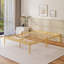 Structure de lit grand en bambou naturel de 14 pouces, style moderne de ton chaud, lit plateforme robuste, conception en forme de vague pour empêcher le matelas de glisser, sans grincement et sans vacillement, sans sommier tapissier-836993925