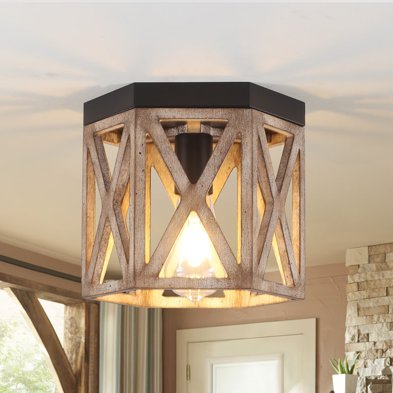 1-Light Dimmable Hexagon Flush Mount 