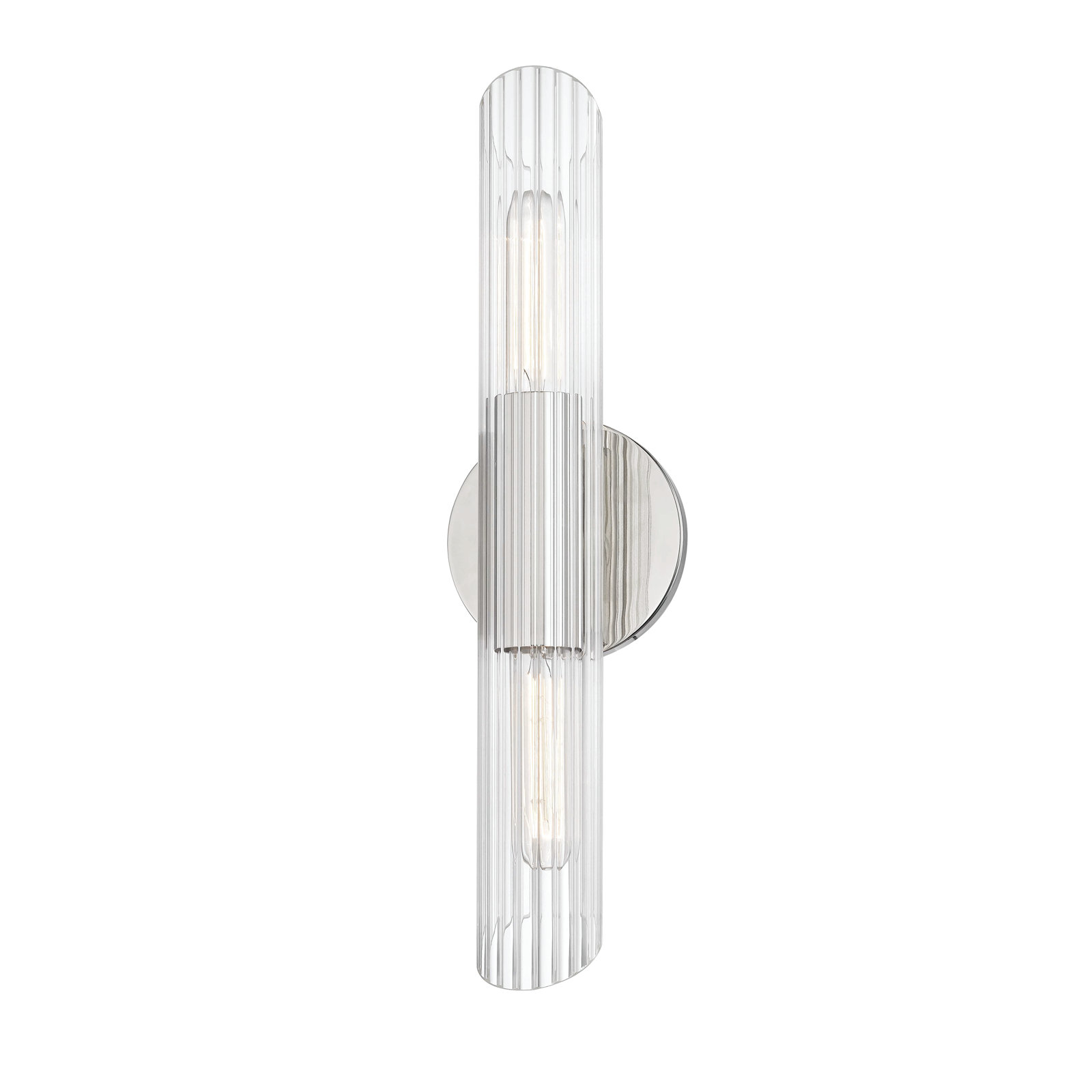 Anston 2 Light Glass Dimmable Armed Sconce, Polished Nickel