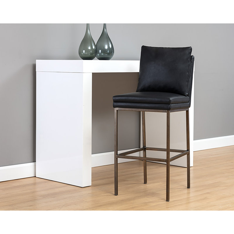 Paige Counter Stool - Bravo Cream, Black Faux Leather, Bar Stool (30" Seat Height)