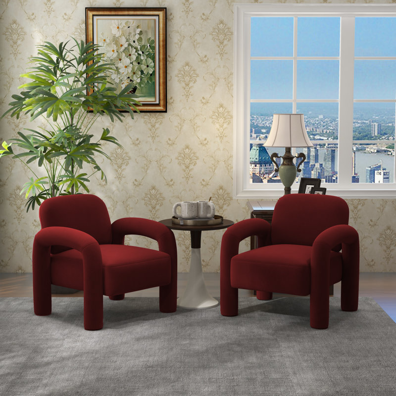 Velvet Armchair, Red