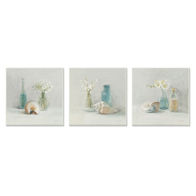 «Nautical Shells and Florals Soft Jars Still Life» par Danhui Nai - 3 pièces, impression