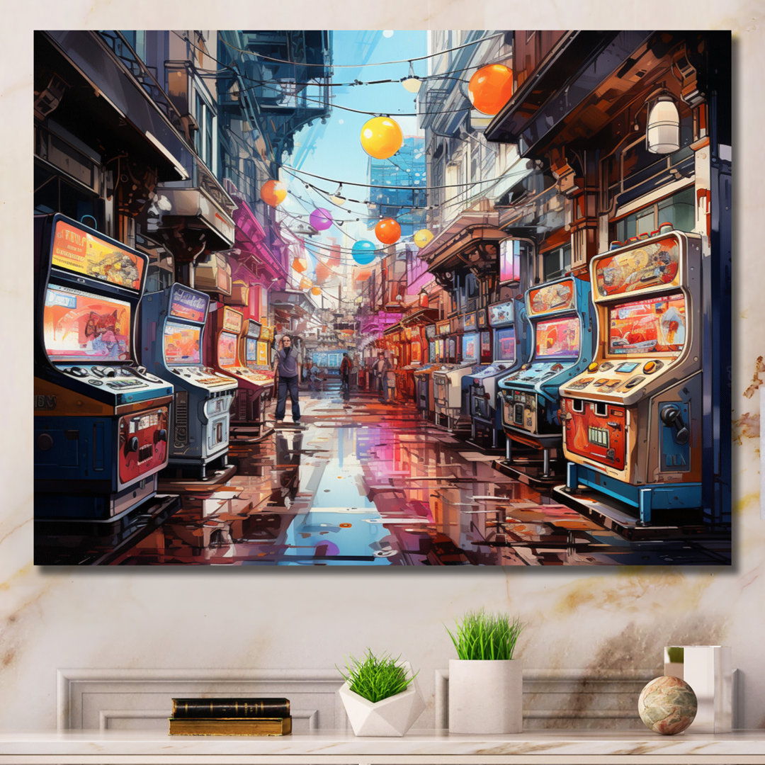 Colorful Video Game Arcade Dreams - Video Games Framed Art Winston Porter 