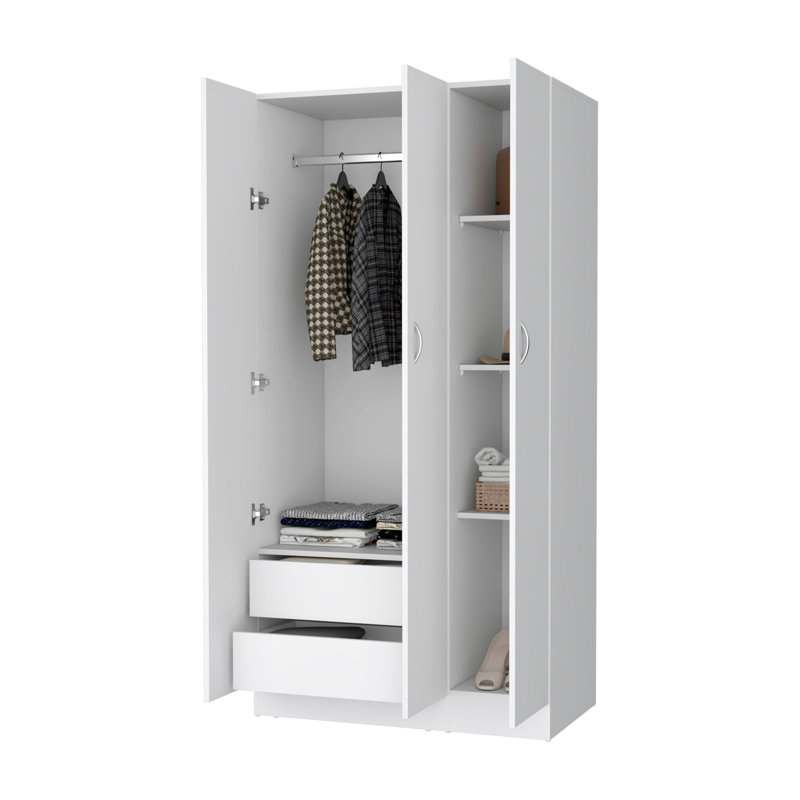 Armoire 3 portes avec tringle Augusta, Blanc