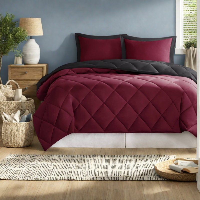 Ensemble de literie en microfibre Scotchgard King Cal King, maison moderne réversible