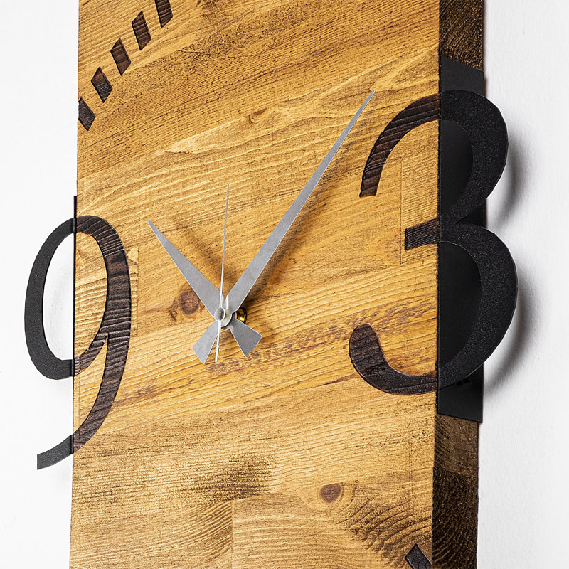 Elegant Decorative Wooden Wall Clock, 16.1 x 1.2 x 29.1 inches | 100% Solid Wood with Metal Accents, Silent Mechanism | Unique Walnut & Black Finish, Perfect for Home Decor & Office Spaces, Stylish and Functional