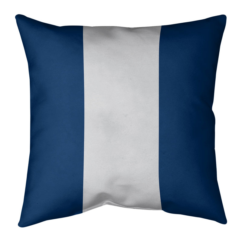 Striped Linen Reversible Throw Pillow, 20" x 20", Navy/Gray