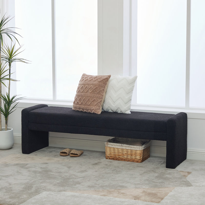 Banc d'appoint surdimensionné rembourré Boucle, Noir, Noir, Noir