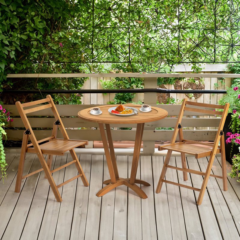 4 pièces Chaise de patio pliante en bois de peuplier, Brun