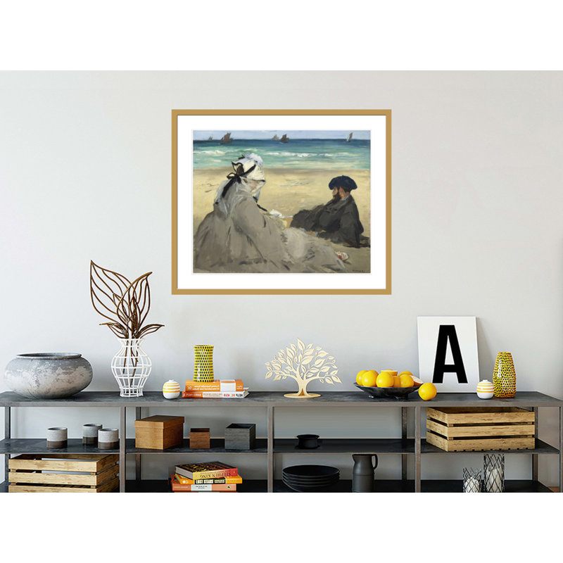 «Sur la plage ete 1873» par Edward Manet, reproduction d'une seule image encadrée, H 33,5 po x l 39,83 po