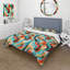 Ensemble de housse de couette Blue And Orange Maze Illusion - Midcentury-238531788