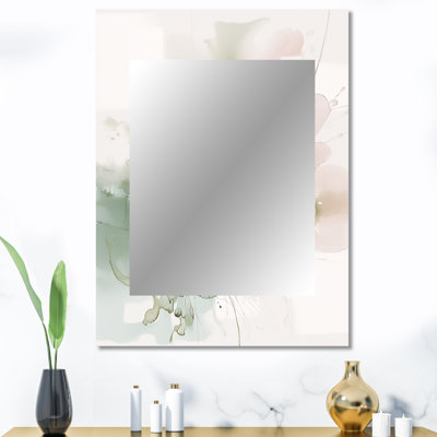 Vert et crème Essence of Modernity I - miroir en marbre, miroir mural vert unique, impression d'art en métal