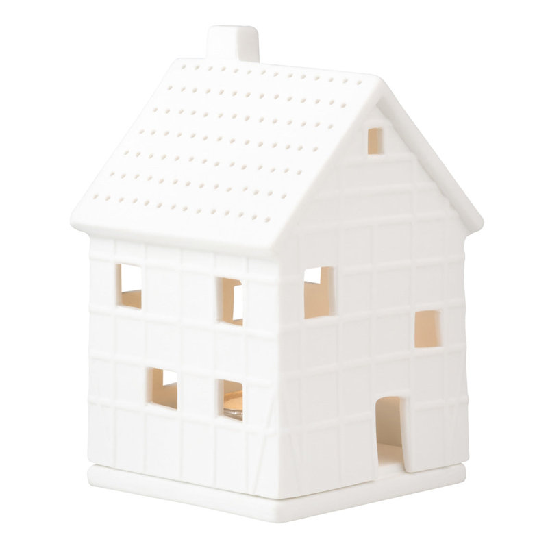 Porcelain Village House - Half Timbered, 7.5" H x 3.7" W x 3.9" D