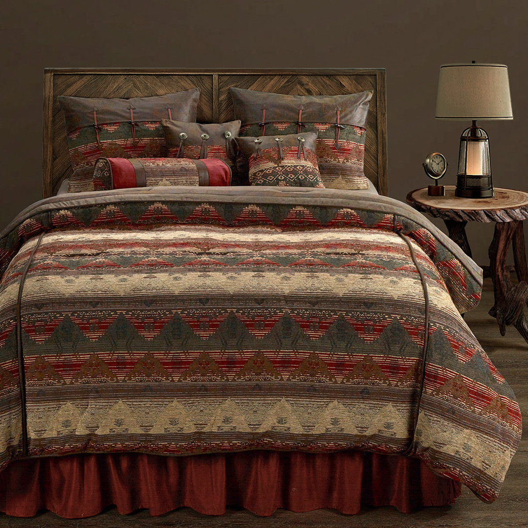 Sierra Brown/Red/Tan Aztec Print Western Rustic Comforter Set Paseo Road by HiEnd Accents 