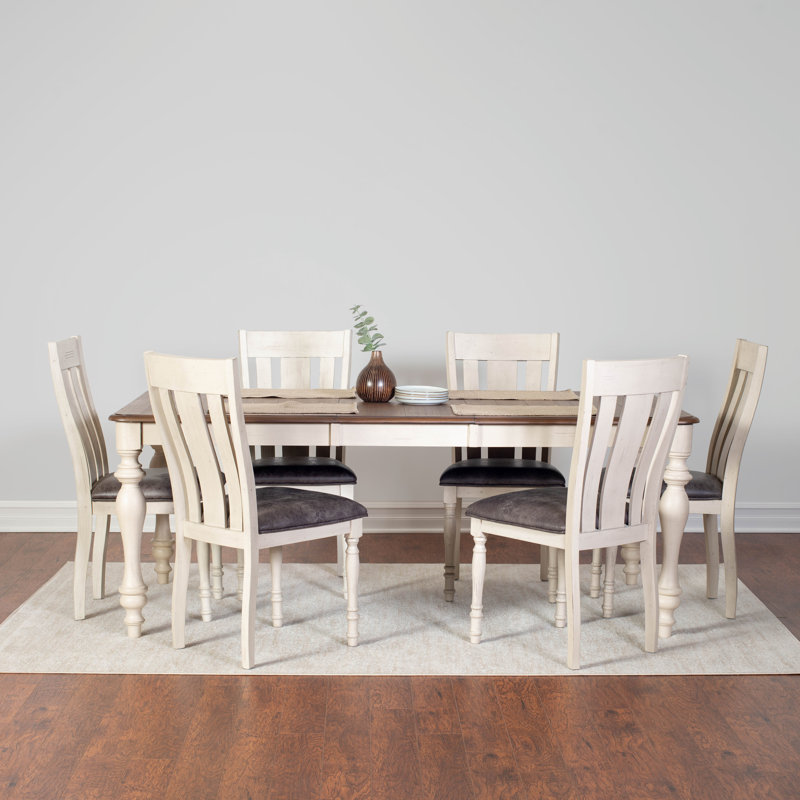 Mixon - Person Extendable Four Leg Dining Set, 7 Pieces: 1 Table, 6 Chairs