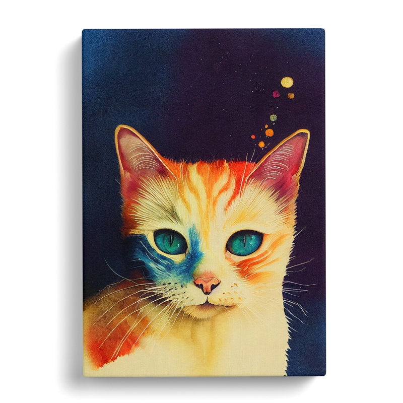 Cat In Watercolour No.3 - Wrapped Canvas, 76cm H x 50cm W x 3cm D