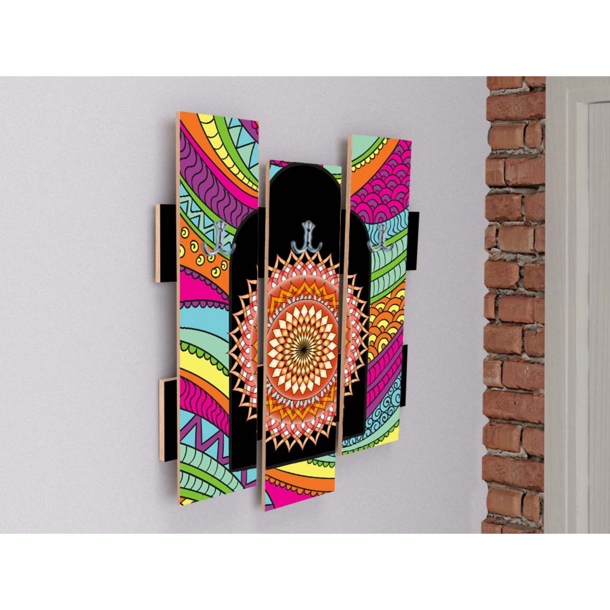 Purple Coat Rack East Urban Home Bibeau 3 - Hook Wall Mounted Coat Rack in Black/Purple ...