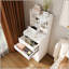 Coiffeuse 3 en 1 avec miroir et rangement à DEL, coiffeuse de maquillage compacte avec 4 tiroirs, armoire et tabouret caché pour l'organisation de la chambre à coucher