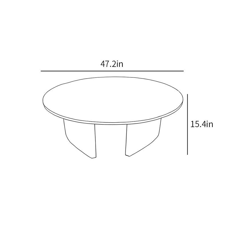 Modern fashion simple coffee table, 15.4" H x 47.2" L x 47.2" W