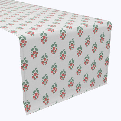 Table Runner, 100% Cotton, 16X108", Strawberry Bushes
