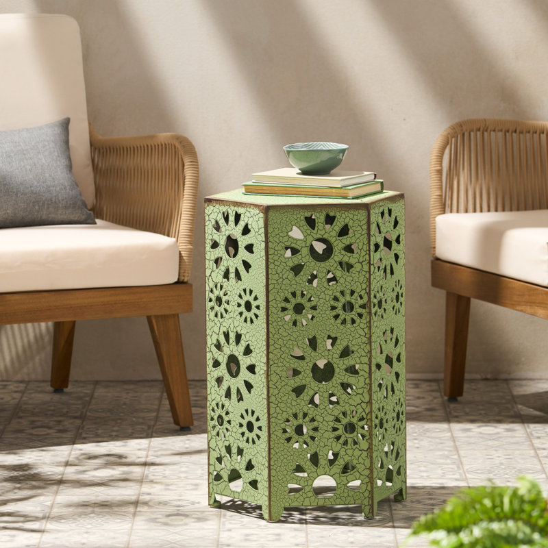 Table d'appoint pour patio, H 22,12 po x l 14,3 po x P 14,3 po, Vert