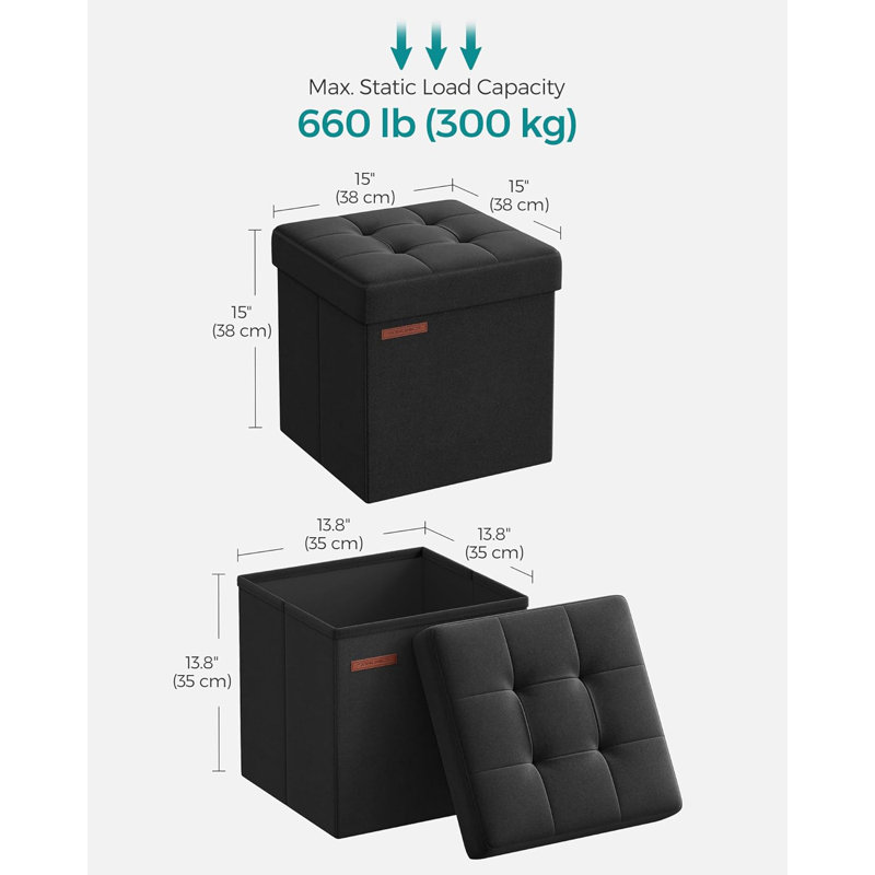 38x38x38cm 38cm Wide Square Solid Colour Footstool Ottoman with Storage