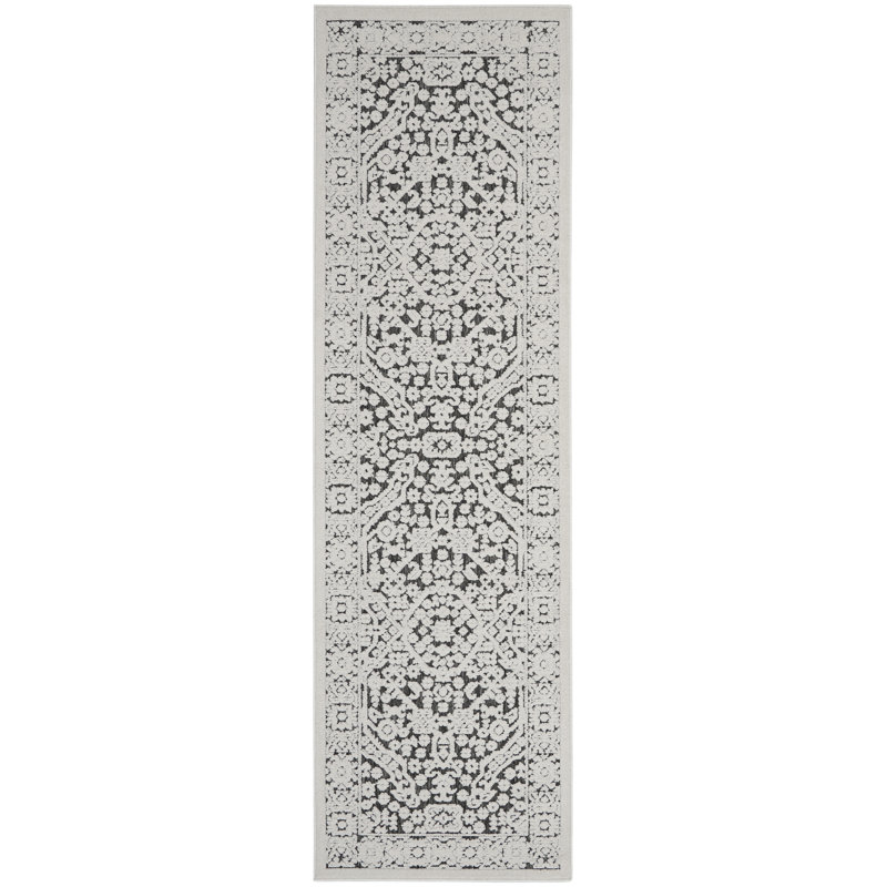 Tapis gris moderne Romelia, Tapis de couloir 2 pi 2 po x 7 pi 6 po
