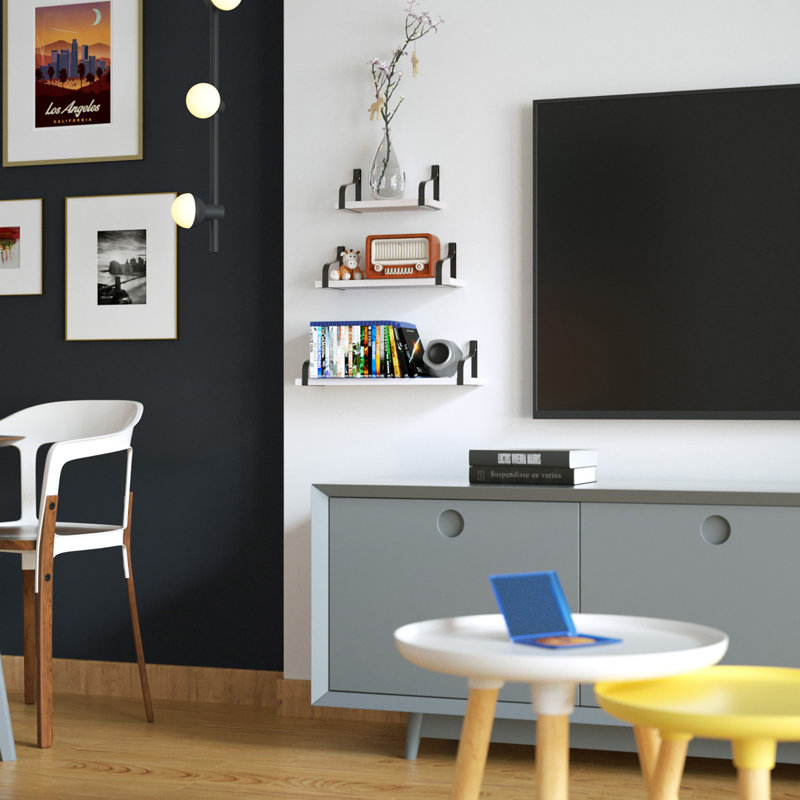 Tablettes de rangement rustiques en bois pour espaces multiples, Blanc délavé