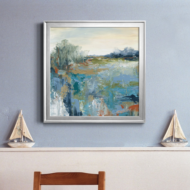Energetic Earth - peinture sur toile encadrée, Argent, H 22,5 po x l 22,5 po x P 1,5 po