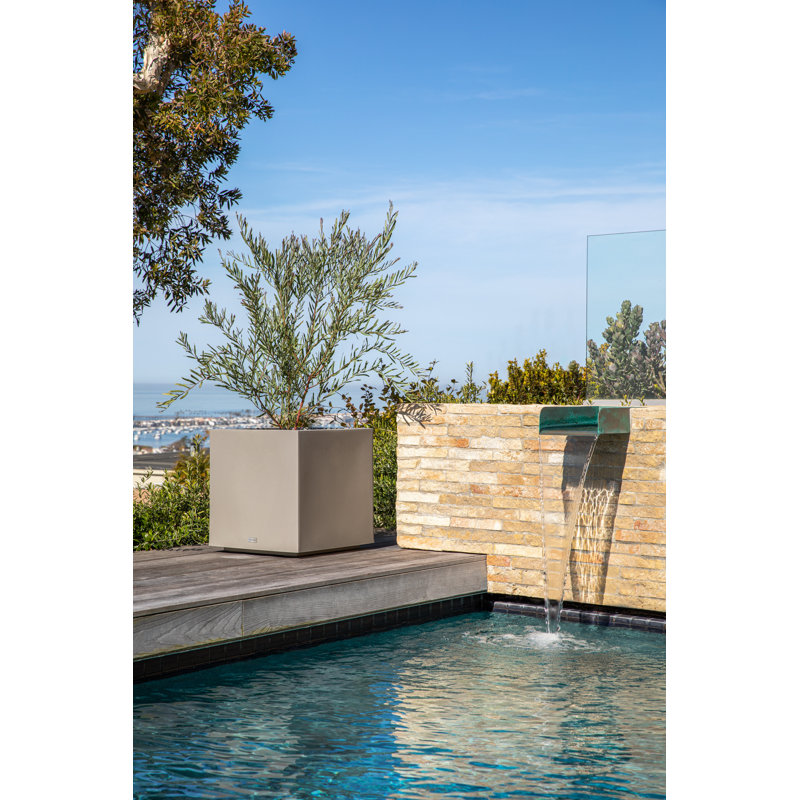 Block Series Cube Planter, Gray, 22.25" H x 21" W x 21" D