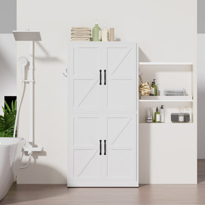 Armoire de rangement pour garde-manger en acier blanc avec tablettes réglables, armoire de campagne robuste pour cuisines, salles de bain et salons, armoire