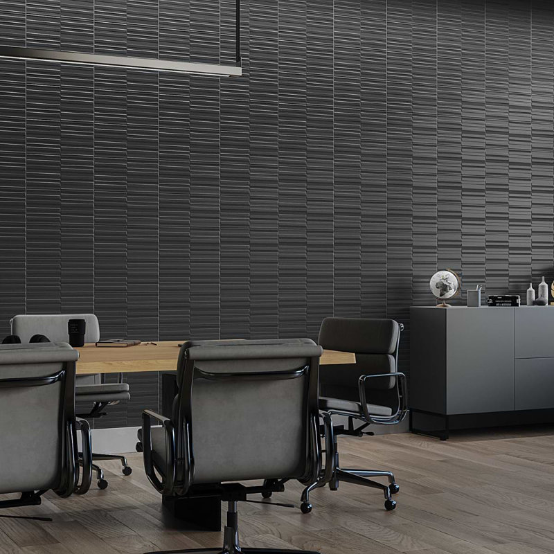 Sydney 8X16 3D Glossy And Matte Mixed Finish Ceramic Tile, Dark Gray