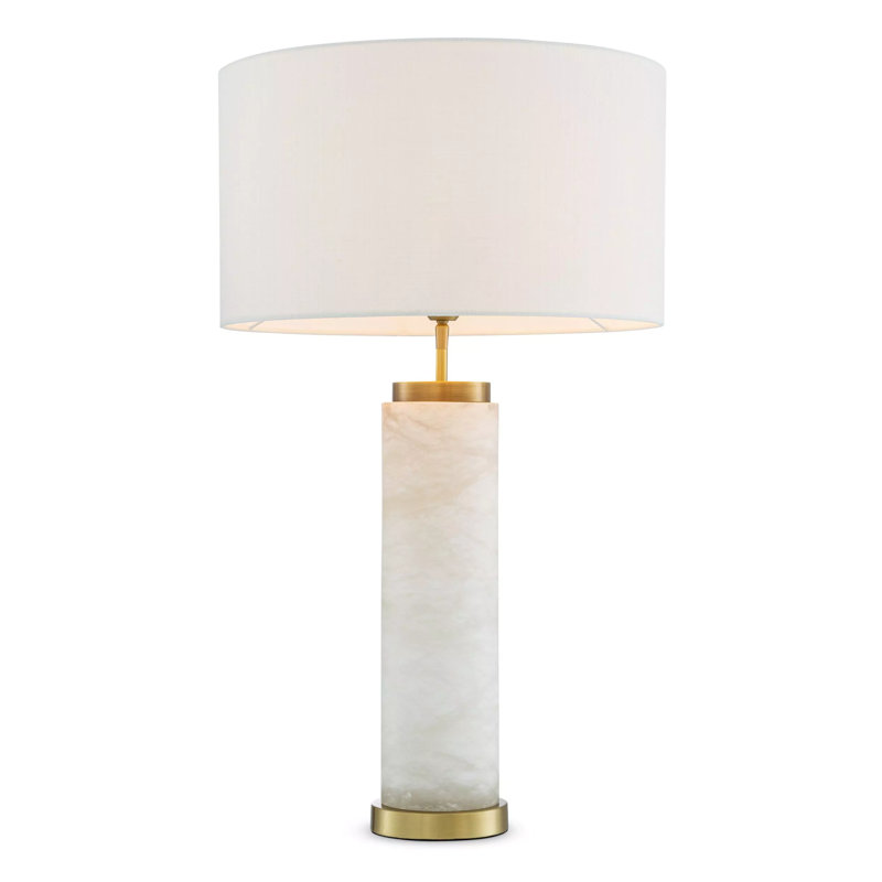 Table Lamp, White/Antique Brass