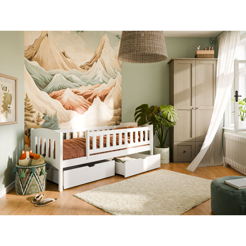 Juana Single (3') 2 Drawer Bed Frames, White Matt