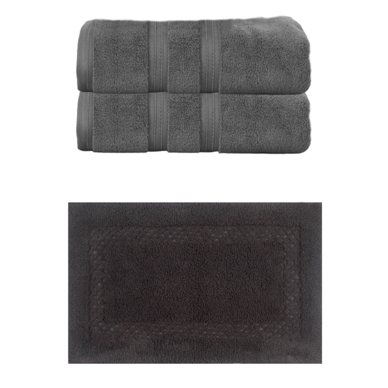 Ensemble de serviettes de bain et tapis de bain Bublitz Classy, Ensemble de 2 serviettes de bain et 1 tapis de bai