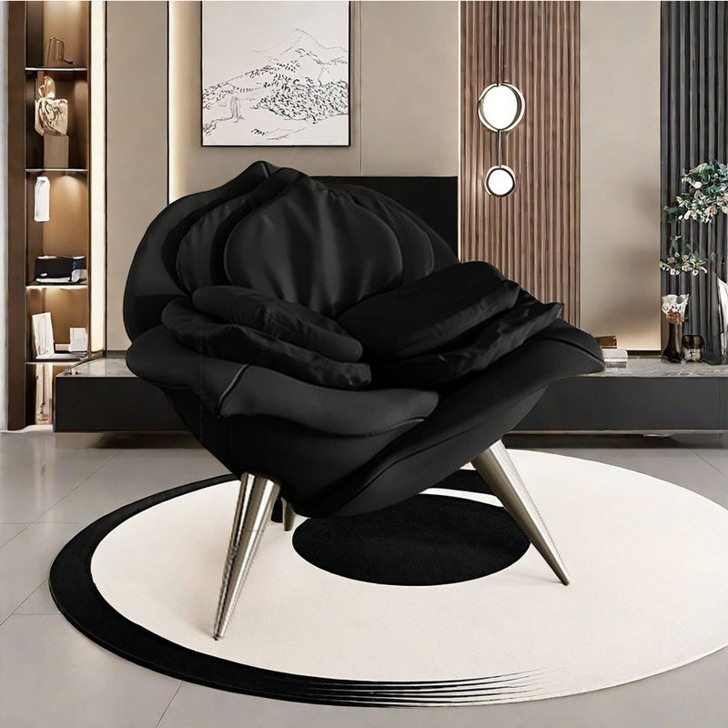 Creative petal armrest single sofa, Black